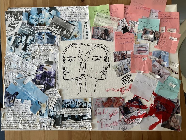 Collage mit Bildern und Zetteln