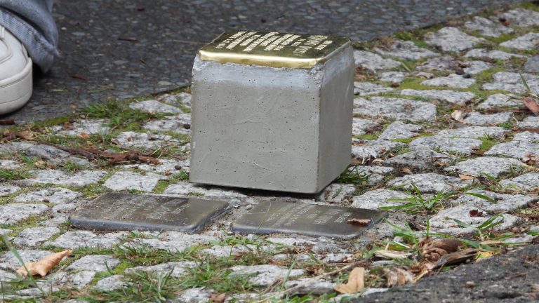 Ein Stolperstein auf einem Weg