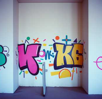 Eine Mauer mit Graffiti